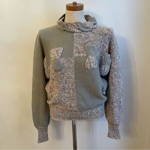 Vintage 1980s Naomi Bee Sweater Dolman Gray Colorblock Acrylic Wool Knit Medium